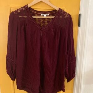 Maroon Blouse with Lace - Small
